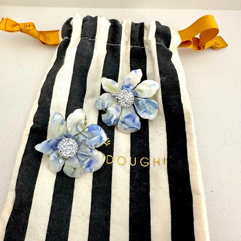 Lele Sadoughi wallflower button earrings, perriwinkle